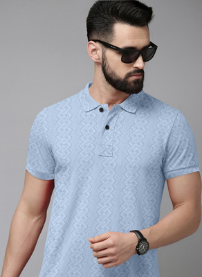 Billion Printed Men Polo Neck Light Blue T-Shirt