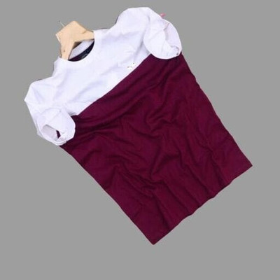 Color Block Men White, Maroon T-Shirt