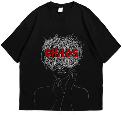 inblak Printed Men Round Neck Reversible Black T-Shirt