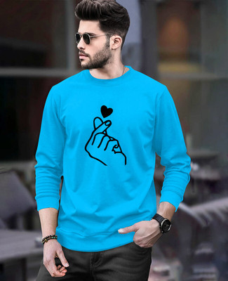 ACEBERE Printed Men Round Neck Reversible Light Blue T-Shirt