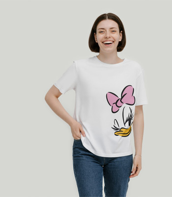 otakusoutlet Printed Women Round Neck White T-Shirt