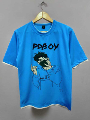 KASPY Printed Men Round Neck Blue T-Shirt