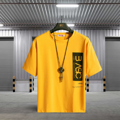 THUNDER PLANET Printed Men Round Neck Yellow T-Shirt