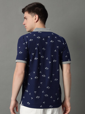 GETGOLF Printed Men Polo Neck Blue T-Shirt