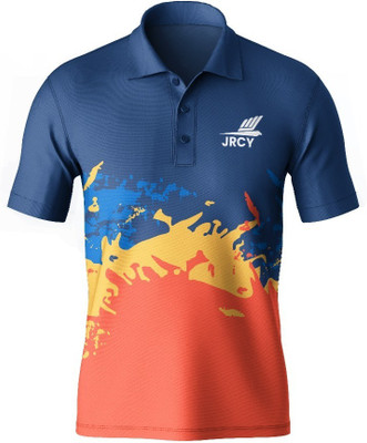 JRCY Printed Men Polo Neck Blue T-Shirt