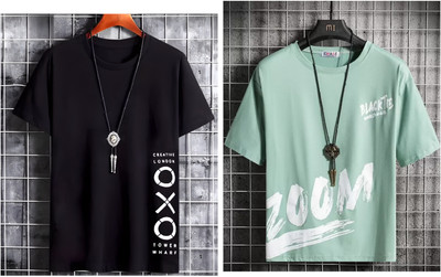 Pachirisu Printed Women Round Neck Black, Light Green T-Shirt