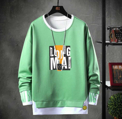 STANDLY Typography Men Round Neck Light Green T-Shirt