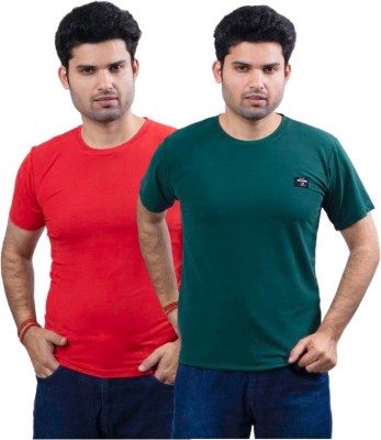 swastika vastram Solid Men Round Neck Red, Green T-Shirt