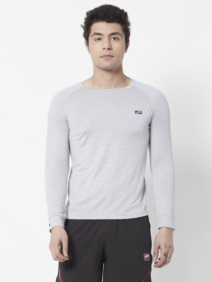 Muffy Self Design Men Round Neck White T-Shirt