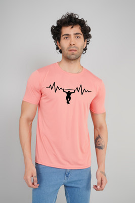 FABVIO PLUS Printed Men Round Neck Pink T-Shirt
