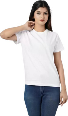 Zenloop Styles Solid Women Round Neck White T-Shirt
