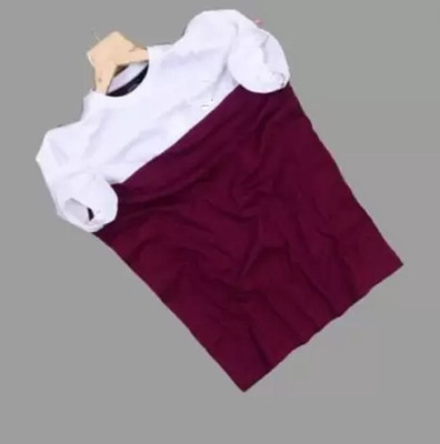 ATTITUDE START OF FASHION Printed Men Round Neck White, Maroon T-Shirt