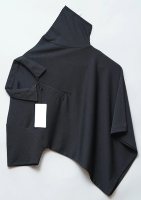 POPLENS Solid Men Polo Neck Black T-Shirt
