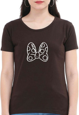 Smart Colors Printed Women Round Neck Brown T-Shirt