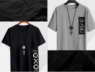 Printed Men Black, Grey T-Shirt