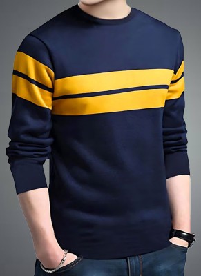 FAOES Printed Men Round Neck Navy Blue T-Shirt