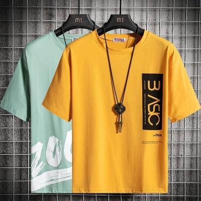 Printed Men Yellow, Green T-Shirt(Pack of 2)