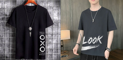 THUNDER PLANET Printed Men Round Neck Grey T-Shirt