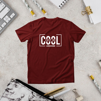 SHAWINDO Printed, Typography Men Round Neck Maroon T-Shirt