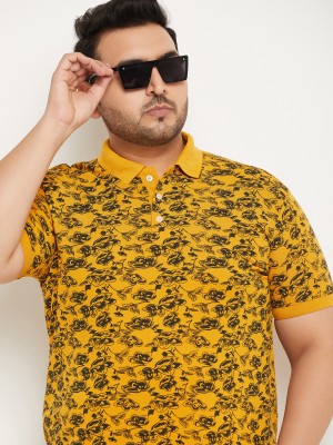 RELANE Printed Men Polo Neck Black, Yellow T-Shirt