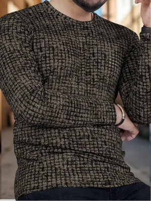 BRIGHT KRAFT Printed Men Round Neck Beige T-Shirt