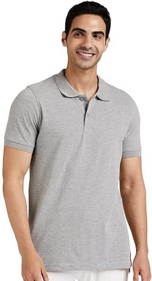 RMGARMENTMK Solid Men Polo Neck Grey T-Shirt