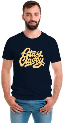 SmarTee Street Typography Men Round Neck Blue T-Shirt