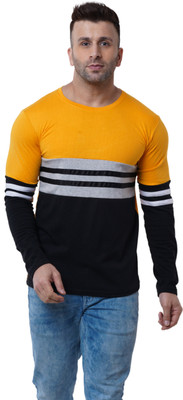 Pitcher Colorblock Men Round Neck Yellow T-Shirt