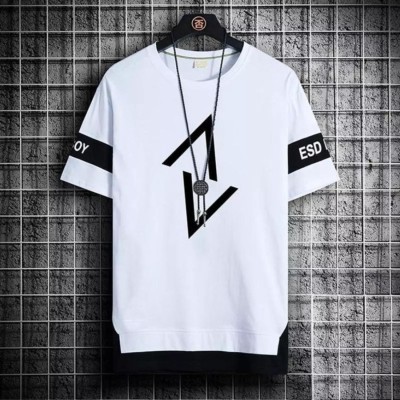 FASHIUM Printed Men Round Neck White T-Shirt