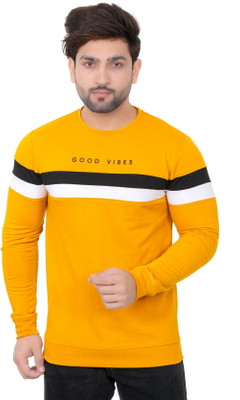CODE-9 Printed Men Round Neck Yellow T-Shirt