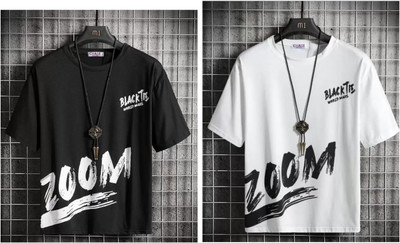 Printed Men White, Black T-Shirt