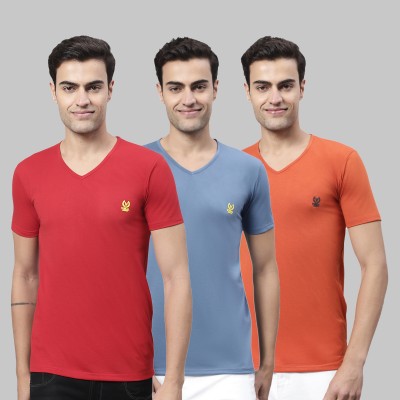 VIMAL JONNEY Solid Men V Neck Multicolor T-Shirt