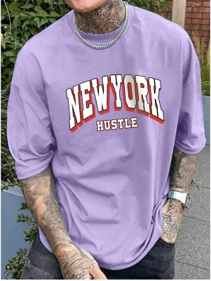 HOLDIT Printed, Typography Men Round Neck Purple T-Shirt