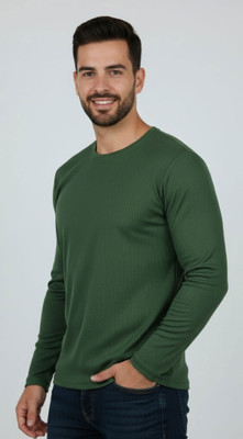 Cruister Solid Men Round Neck Dark Green T-Shirt