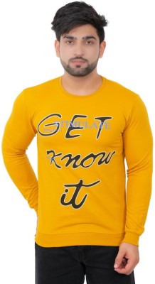 E-MAX Printed Men Round Neck Yellow T-Shirt