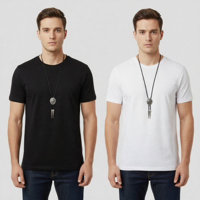 VRMA Printed Men Reversible Black, White T-Shirt(Pack of 2)