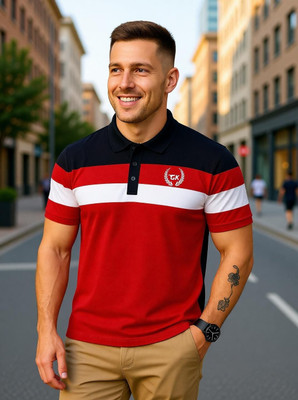 Garimaknitwear Color Block Men Red T-Shirt