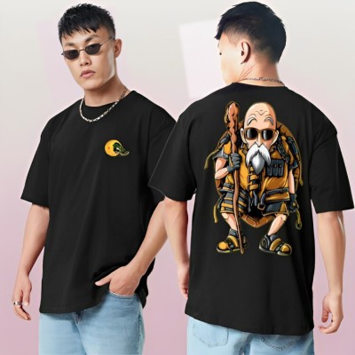 KIDSWING Printed Men Round Neck Black T-Shirt