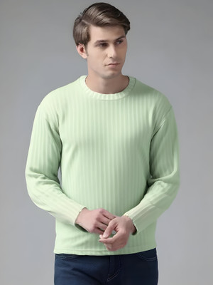 BRIGHTKRAFTS Striped Men Crew Neck Green T-Shirt