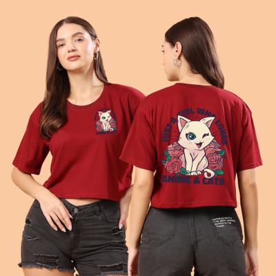 CORSICA Graphic Print Women Round Neck Maroon T-Shirt