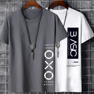 Printed Men Grey, White T-Shirt