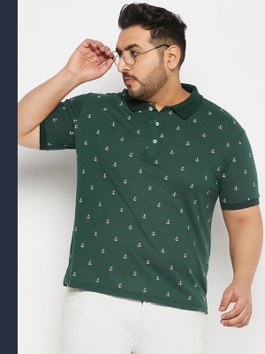 The Million Club Printed Men Polo Neck Dark Green T-Shirt