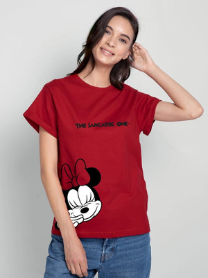BEWAKOOF Graphic Print Women Round Neck Red T-Shirt