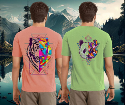 Lecowar Graphic Print Men Round Neck Pink, Green T-Shirt
