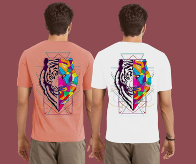 Kintu Parantu Graphic Print Men Round Neck Pink, White T-Shirt