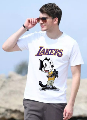 MOON IN Printed, Typography Men Round Neck White T-Shirt