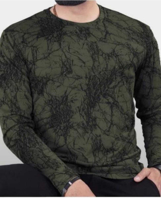 ModeOnApparel Printed, Abstract Men Round Neck Dark Green T-Shirt