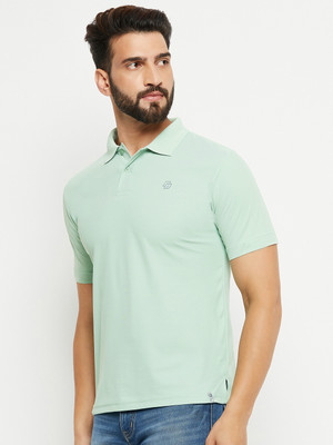 RENUOVO Solid Men Polo Neck Light Green T-Shirt