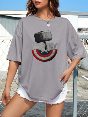 SZN Graphic Print Women Round Neck Grey T-Shirt