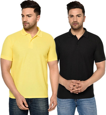 ACENTEO Solid Men Polo Neck Red, Blue T-Shirt